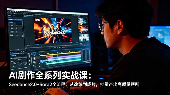 AI剧作全系列实战课：Seedance2.0+Sora2全流程，从改编到成片，批量产出高质量短剧网创-网赚-电商-tk-出海-AI-抖音-快手-小红书-视频号-玩法-创业-小程序-公众号-私域-s粉网创智库