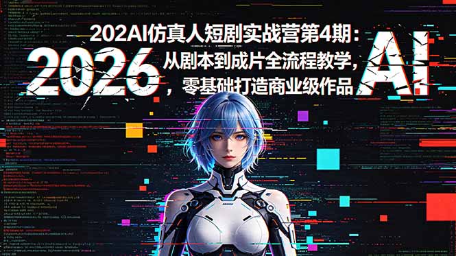 2026AI仿真人短剧实战营第4期：从剧本到成片全流程教学，零基础打造商业级作品网创-网赚-电商-tk-出海-AI-抖音-快手-小红书-视频号-玩法-创业-小程序-公众号-私域-s粉网创智库