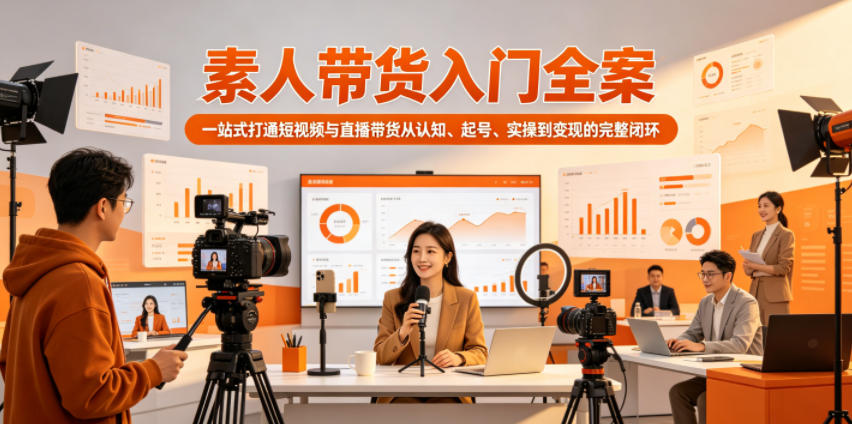 素人带货入门全案，一站式打通短视频与直播带货从认知、起号、实操到变现的完整闭环 - 网创智库网创-网赚-电商-tk-出海-AI-抖音-快手-小红书-视频号-玩法-创业-小程序-公众号-私域-s粉网创智库