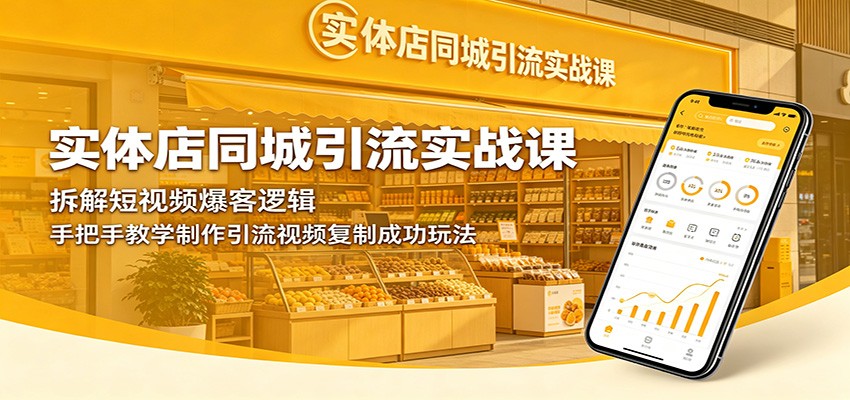 实体店同城引流实战课:拆解短视频爆客逻辑,手把手教学制作引流视频复制成功玩法 - 网创智库网创-网赚-电商-tk-出海-AI-抖音-快手-小红书-视频号-玩法-创业-小程序-公众号-私域-s粉网创智库