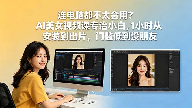 连电脑都不太会用？AI美女视频课专治小白，1小时从安装到出片，门槛低到没朋友 - 网创智库网创-网赚-电商-tk-出海-AI-抖音-快手-小红书-视频号-玩法-创业-小程序-公众号-私域-s粉网创智库