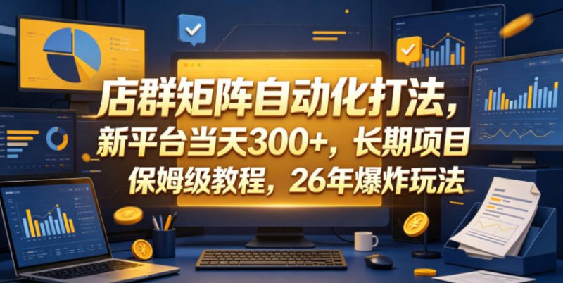 店群矩阵自动化打法，新平台当天300+，长期项目，保姆级教程，26年爆炸玩法【揭秘】网创-网赚-电商-tk-出海-AI-抖音-快手-小红书-视频号-玩法-创业-小程序-公众号-私域-s粉网创智库