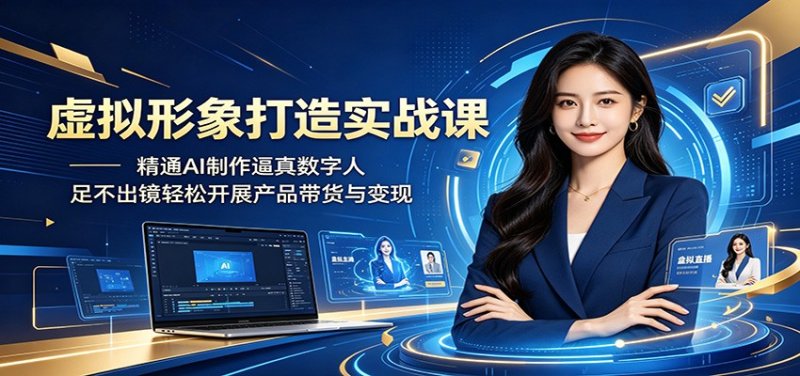 虚拟形象打造实战课：精通AI制作逼真数字人，足不出镜轻松开展产品带货与变现网创-网赚-电商-tk-出海-AI-抖音-快手-小红书-视频号-玩法-创业-小程序-公众号-私域-s粉网创智库