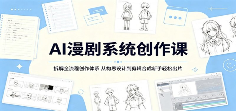 AI漫剧系统创作课：拆解全流程创作体系，从构思设计到剪辑合成新手轻松出片网创-网赚-电商-tk-出海-AI-抖音-快手-小红书-视频号-玩法-创业-小程序-公众号-私域-s粉网创智库