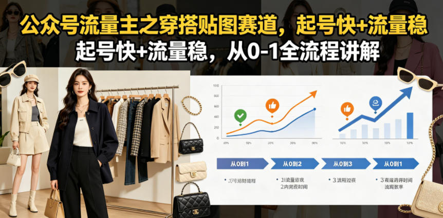 公众号流量主之穿搭贴图赛道，起号快+流量稳，从0-1全流程讲解 - 网创智库网创-网赚-电商-tk-出海-AI-抖音-快手-小红书-视频号-玩法-创业-小程序-公众号-私域-s粉网创智库