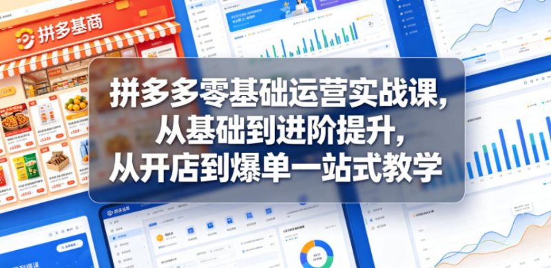 拼多多零基础运营实战课,从基础到进阶提升,从开店到爆单一站式教学网创-网赚-电商-tk-出海-AI-抖音-快手-小红书-视频号-玩法-创业-小程序-公众号-私域-s粉网创智库