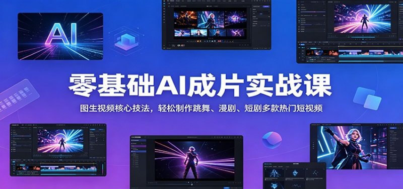 零基础AI成片实战课:图生视频核心技法,轻松制作跳舞、漫剧、短剧多款热门短视频网创-网赚-电商-tk-出海-AI-抖音-快手-小红书-视频号-玩法-创业-小程序-公众号-私域-s粉网创智库