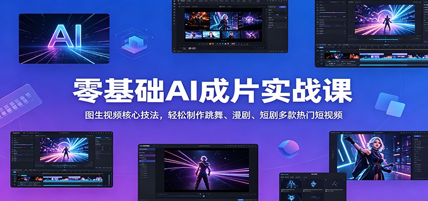 零基础AI成片实战课:图生视频核心技法,轻松制作跳舞、漫剧、短剧多款热门短视频 - 网创智库网创-网赚-电商-tk-出海-AI-抖音-快手-小红书-视频号-玩法-创业-小程序-公众号-私域-s粉网创智库