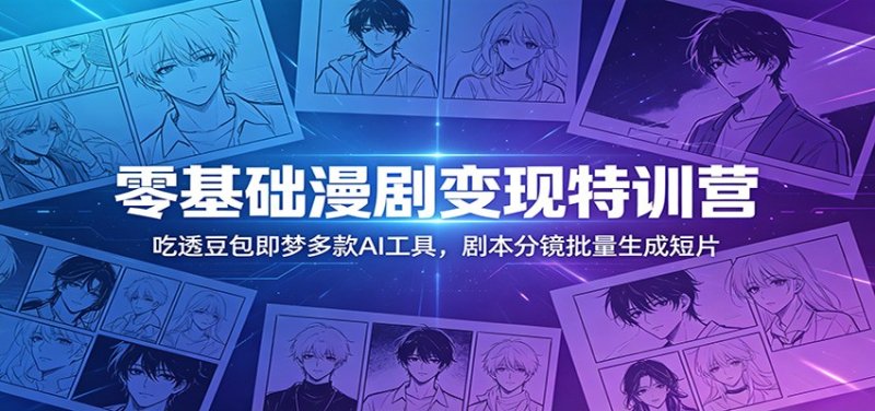 零基础漫剧变现特训营：玩转豆包即梦多款AI工具，剧本分镜批量生成短片网创-网赚-电商-tk-出海-AI-抖音-快手-小红书-视频号-玩法-创业-小程序-公众号-私域-s粉网创智库