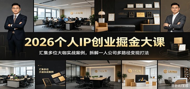 2026个人IP创业掘金大课:汇集多位大咖实战案例,拆解一人公司多路径变现打法网创-网赚-电商-tk-出海-AI-抖音-快手-小红书-视频号-玩法-创业-小程序-公众号-私域-s粉网创智库