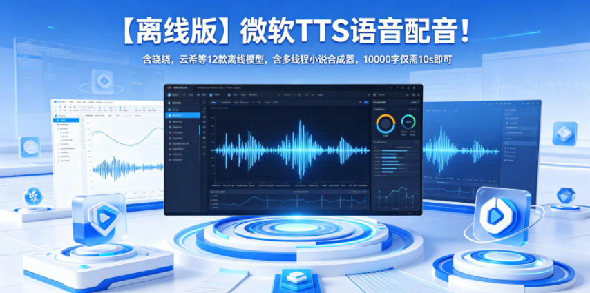 【离线版】微软TTS语音配音！含晓晓，云希等12款离线模型，含多线程小说合成器，10000字仅需10s即可 - 网创智库网创-网赚-电商-tk-出海-AI-抖音-快手-小红书-视频号-玩法-创业-小程序-公众号-私域-s粉网创智库