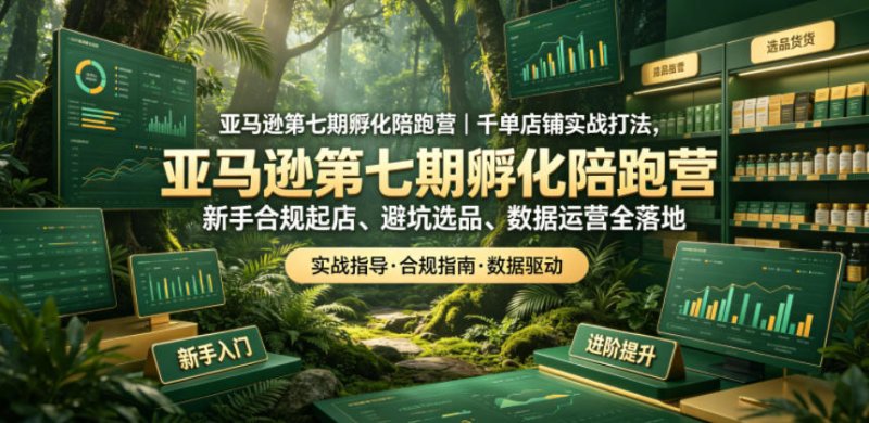 亚马逊第七期孵化陪跑营｜千单店铺实战打法，新手合规起店、避坑选品、数据运营全落地网创-网赚-电商-tk-出海-AI-抖音-快手-小红书-视频号-玩法-创业-小程序-公众号-私域-s粉网创智库