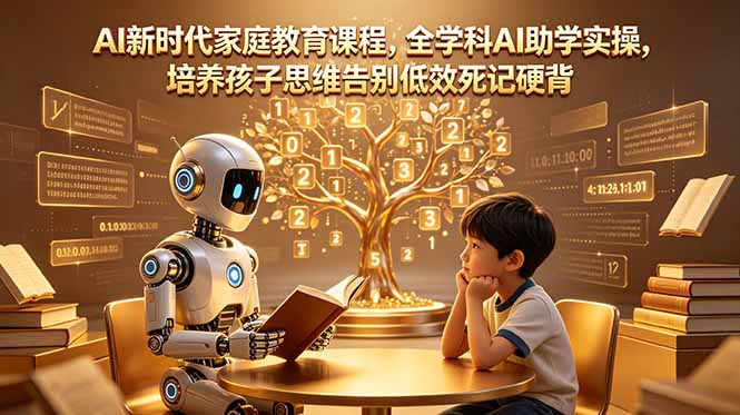 AI新时代家庭教育课程，全学科AI助学实操，培养孩子思维告别低效死记硬背网创-网赚-电商-tk-出海-AI-抖音-快手-小红书-视频号-玩法-创业-小程序-公众号-私域-s粉网创智库