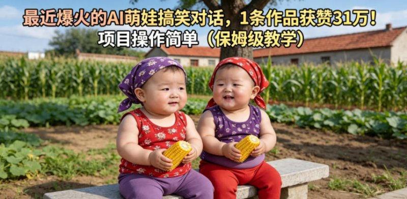 最近爆火的AI萌娃搞笑对话，1条作品获赞31W，项目操作简单(保姆级教学)网创-网赚-电商-tk-出海-AI-抖音-快手-小红书-视频号-玩法-创业-小程序-公众号-私域-s粉网创智库