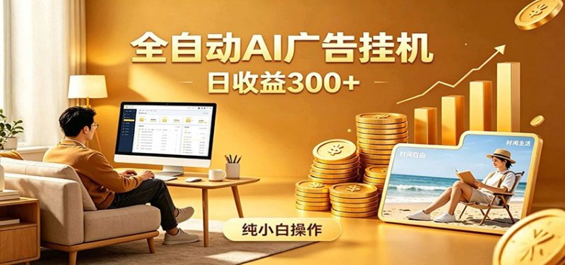 AI风口项目，全程解放双手，后台自动运行赚取收益，每天稳定收益300+网创-网赚-电商-tk-出海-AI-抖音-快手-小红书-视频号-玩法-创业-小程序-公众号-私域-s粉网创智库