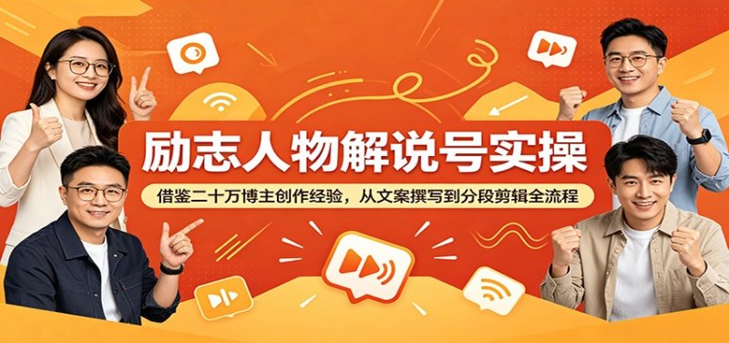 励志人物解说号实操：借鉴二十万博主创作经验，从文案撰写到分段剪辑全流程网创-网赚-电商-tk-出海-AI-抖音-快手-小红书-视频号-玩法-创业-小程序-公众号-私域-s粉网创智库