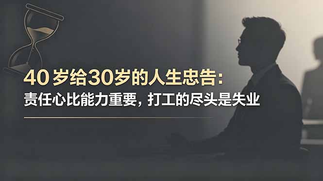 付费文章：40岁给30岁的人生忠告：责任心比能力重要，打工的尽头是失业网创-网赚-电商-tk-出海-AI-抖音-快手-小红书-视频号-玩法-创业-小程序-公众号-私域-s粉网创智库