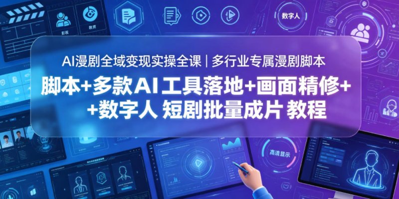 AI漫剧全域变现实操全课|多行业专属漫剧脚本+多款AI工具落地+画面精修+数字人短剧批量成片全教程网创-网赚-电商-tk-出海-AI-抖音-快手-小红书-视频号-玩法-创业-小程序-公众号-私域-s粉网创智库