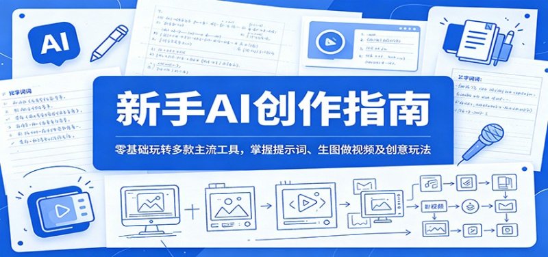 新手AI创作指南：零基础玩转多款主流工具，掌握提示词、生图做视频及创意玩法网创-网赚-电商-tk-出海-AI-抖音-快手-小红书-视频号-玩法-创业-小程序-公众号-私域-s粉网创智库