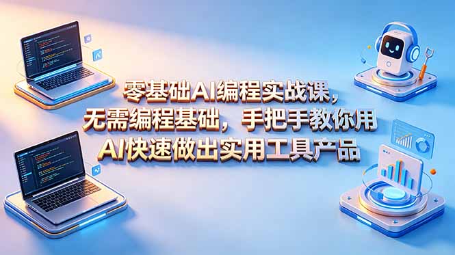 零基础AI编程实战课-更新，无需编程基础，手把手教你用AI快速做出实用工具产品网创-网赚-电商-tk-出海-AI-抖音-快手-小红书-视频号-玩法-创业-小程序-公众号-私域-s粉网创智库