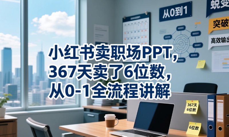 小红书卖职场PPT，367天卖了6位数，从0-1全流程讲解网创-网赚-电商-tk-出海-AI-抖音-快手-小红书-视频号-玩法-创业-小程序-公众号-私域-s粉网创智库