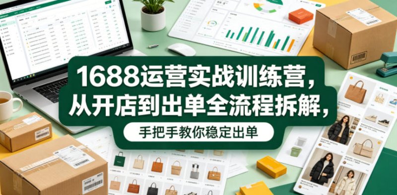 1688运营实战训练营,从开店到出单全流程拆解,手把手教你稳定出单网创-网赚-电商-tk-出海-AI-抖音-快手-小红书-视频号-玩法-创业-小程序-公众号-私域-s粉网创智库