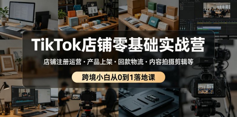 TikTok店铺零基础实战营,店铺注册运营・产品上架・回款物流・内容拍摄剪辑等 ,跨境小白从0到1落地课网创-网赚-电商-tk-出海-AI-抖音-快手-小红书-视频号-玩法-创业-小程序-公众号-私域-s粉网创智库