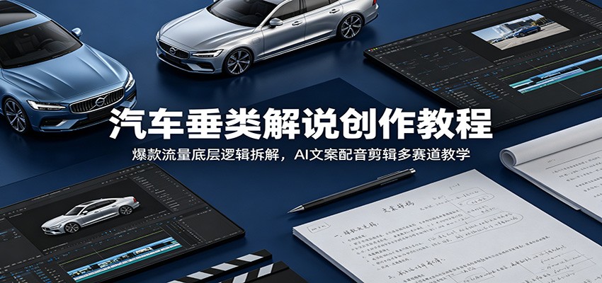 汽车垂类解说创作教程:爆款流量底层逻辑拆解,AI文案配音剪辑多赛道教学 - 网创智库网创-网赚-电商-tk-出海-AI-抖音-快手-小红书-视频号-玩法-创业-小程序-公众号-私域-s粉网创智库