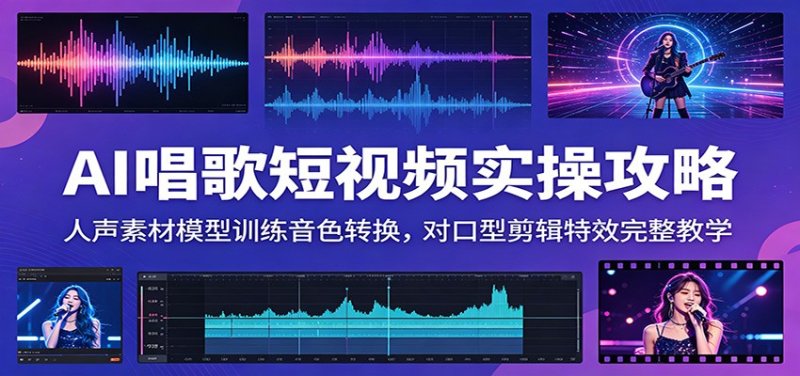 AI唱歌短视频实操攻略：人声素材模型训练音色转换，对口型剪辑特效完整教学网创-网赚-电商-tk-出海-AI-抖音-快手-小红书-视频号-玩法-创业-小程序-公众号-私域-s粉网创智库