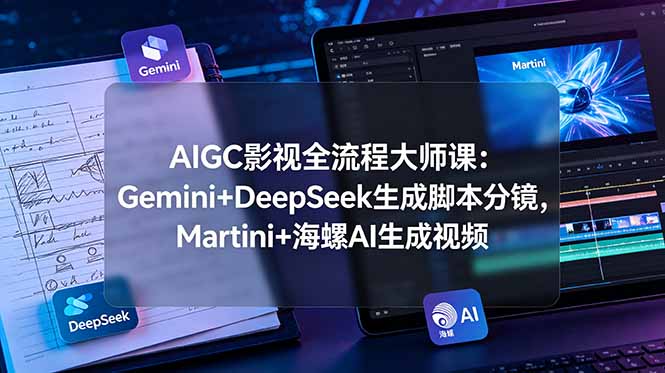 AIGC影视全流程大师课：Gemini+DeepSeek生成脚本分镜，Martini+海螺AI生成视频 - 网创智库网创-网赚-电商-tk-出海-AI-抖音-快手-小红书-视频号-玩法-创业-小程序-公众号-私域-s粉网创智库