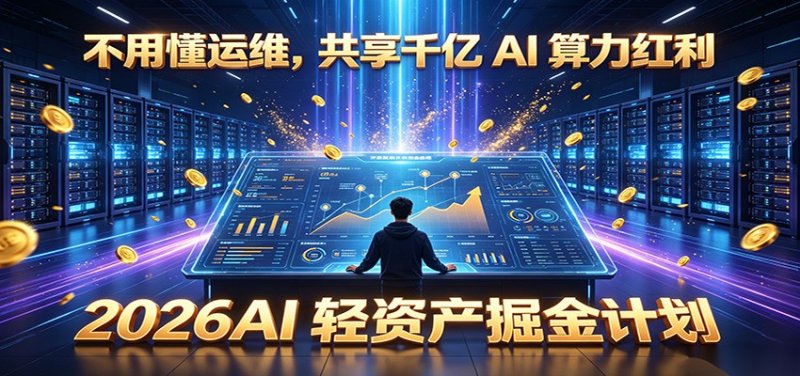 不用懂运维，共享千亿 AI 算力红利，2026AI 轻资产掘金计划网创-网赚-电商-tk-出海-AI-抖音-快手-小红书-视频号-玩法-创业-小程序-公众号-私域-s粉网创智库