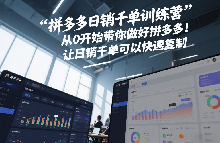 拼多多日销千单训练营，从0开始带你做好拼多多，让日销千单可以快速复制(更新26年6月)网创-网赚-电商-tk-出海-AI-抖音-快手-小红书-视频号-玩法-创业-小程序-公众号-私域-s粉网创智库