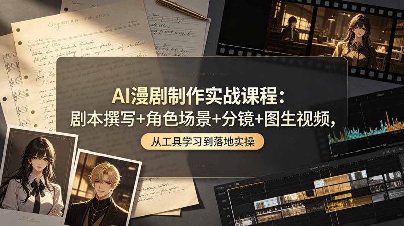 AI漫剧制作实战课程:剧本撰写+角色场景+分镜+图生视频,从工具学习到落地实操网创-网赚-电商-tk-出海-AI-抖音-快手-小红书-视频号-玩法-创业-小程序-公众号-私域-s粉网创智库
