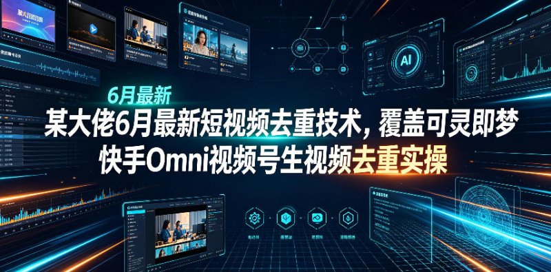 某大佬6月最新短视频去重技术，覆盖可灵即梦快手Omni视频号生视频去重实操网创-网赚-电商-tk-出海-AI-抖音-快手-小红书-视频号-玩法-创业-小程序-公众号-私域-s粉网创智库