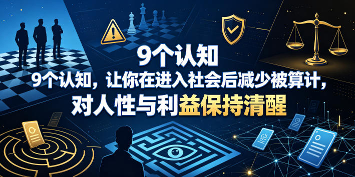 付费文章：9个认知，让你在进入社会后减少被算计，对人性与利益保持清醒网创-网赚-电商-tk-出海-AI-抖音-快手-小红书-视频号-玩法-创业-小程序-公众号-私域-s粉网创智库