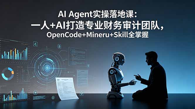 AI Agent实操落地课：一人+AI打造专业财务审计团队，OpenCode+Mineru+Skill全掌握网创-网赚-电商-tk-出海-AI-抖音-快手-小红书-视频号-玩法-创业-小程序-公众号-私域-s粉网创智库