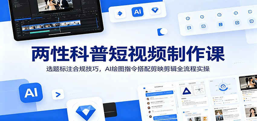 两性科普短视频制作课：选题标注合规技巧，AI绘图指令搭配剪映剪辑全流程实操 - 网创智库网创-网赚-电商-tk-出海-AI-抖音-快手-小红书-视频号-玩法-创业-小程序-公众号-私域-s粉网创智库