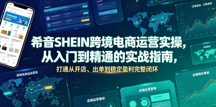 希音SHEIN跨境电商运营实操，从入门到精通的实战指南，打通从开店、出单到稳定盈利完整闭环 - 网创智库网创-网赚-电商-tk-出海-AI-抖音-快手-小红书-视频号-玩法-创业-小程序-公众号-私域-s粉网创智库