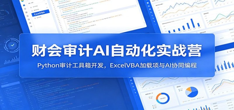 财会审计AI自动化实战营：Python审计工具箱开发，ExcelVBA加载项与AI协同编程网创-网赚-电商-tk-出海-AI-抖音-快手-小红书-视频号-玩法-创业-小程序-公众号-私域-s粉网创智库