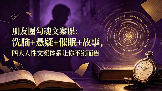 朋友圈勾魂文案课：洗脑+悬疑+催眠+故事，四大人性文案体系让你不销而售网创-网赚-电商-tk-出海-AI-抖音-快手-小红书-视频号-玩法-创业-小程序-公众号-私域-s粉网创智库