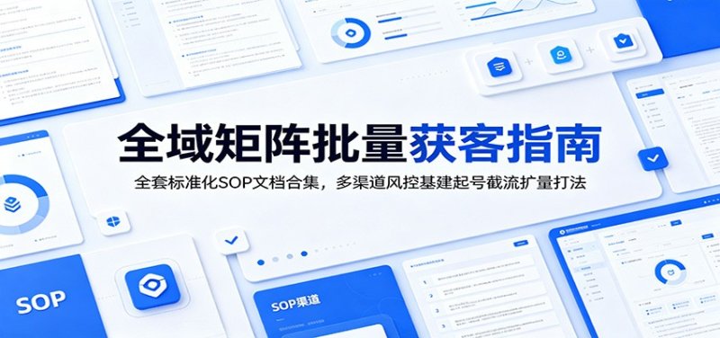 全域矩阵批量获客指南：全套标准化SOP文档合集，多渠道风控基建起号截流扩量打法网创-网赚-电商-tk-出海-AI-抖音-快手-小红书-视频号-玩法-创业-小程序-公众号-私域-s粉网创智库