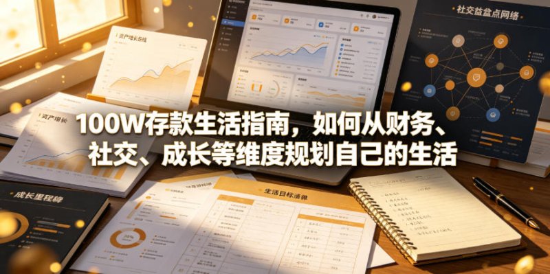 付费文章：100W存款生活指南，如何从财务、社交、成长等维度规划自己的生活网创-网赚-电商-tk-出海-AI-抖音-快手-小红书-视频号-玩法-创业-小程序-公众号-私域-s粉网创智库