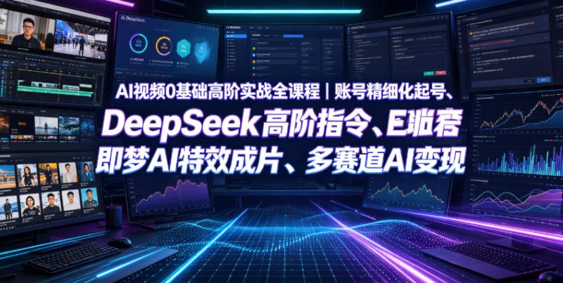 AI视频0基础高阶实战全课程|账号精细化起号、DeepSeek高阶指令、即梦AI特效成片、多赛道AI短视频量产变现网创-网赚-电商-tk-出海-AI-抖音-快手-小红书-视频号-玩法-创业-小程序-公众号-私域-s粉网创智库
