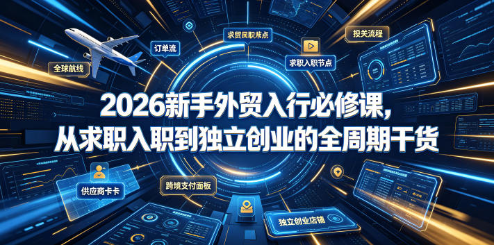 2026新手外贸入行必修课，从求职入职到独立创业的全周期干货网创-网赚-电商-tk-出海-AI-抖音-快手-小红书-视频号-玩法-创业-小程序-公众号-私域-s粉网创智库