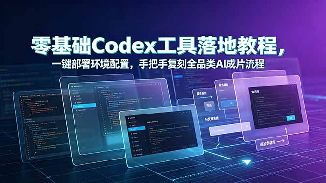 零基础Codex工具落地教程，一键部署环境配置，手把手复刻全品类AI成片流程网创-网赚-电商-tk-出海-AI-抖音-快手-小红书-视频号-玩法-创业-小程序-公众号-私域-s粉网创智库