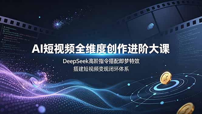 AI短视频全维度创作进阶大课，DeepSeek高阶指令搭配即梦特效，搭建短视频变现闭环体系网创-网赚-电商-tk-出海-AI-抖音-快手-小红书-视频号-玩法-创业-小程序-公众号-私域-s粉网创智库