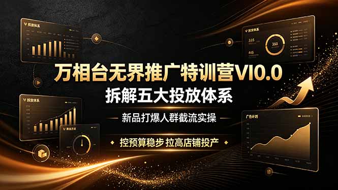 万相台无界推广特训营VI0.0，拆解五大投放体系，新品打爆人群截流实操，控预算稳步拉高店铺投产 - 网创智库网创-网赚-电商-tk-出海-AI-抖音-快手-小红书-视频号-玩法-创业-小程序-公众号-私域-s粉网创智库