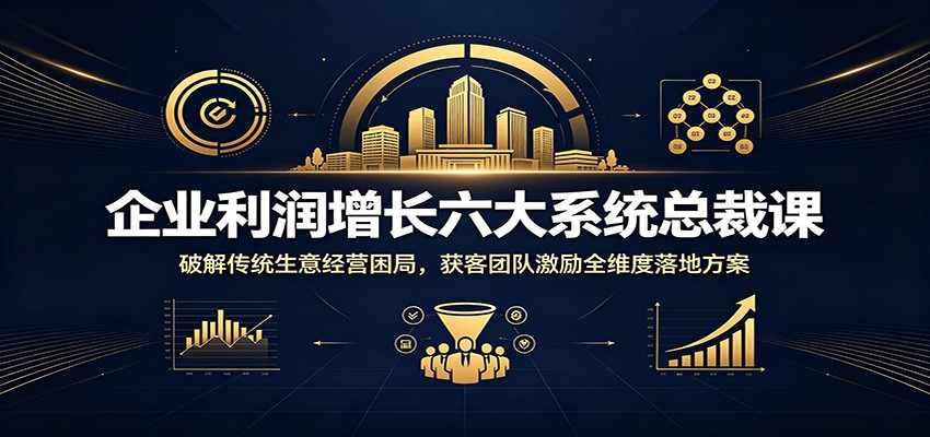 企业利润增长六大系统总裁课：破解传统生意经营困局，获客团队激励全维度落地方案 - 网创智库网创-网赚-电商-tk-出海-AI-抖音-快手-小红书-视频号-玩法-创业-小程序-公众号-私域-s粉网创智库