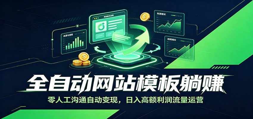 全自动网站模板躺赚：零人工沟通自动变现，日入高额利润流量运营 - 网创智库网创-网赚-电商-tk-出海-AI-抖音-快手-小红书-视频号-玩法-创业-小程序-公众号-私域-s粉网创智库