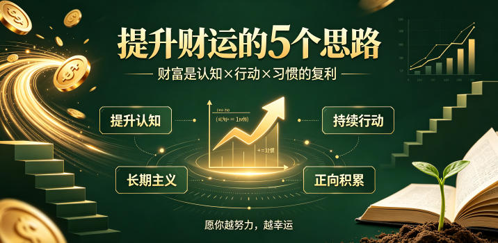 付费文章：提升财运的5个思路——财富是认知x行动x习惯的复利，愿你越努力，越幸运网创-网赚-电商-tk-出海-AI-抖音-快手-小红书-视频号-玩法-创业-小程序-公众号-私域-s粉网创智库